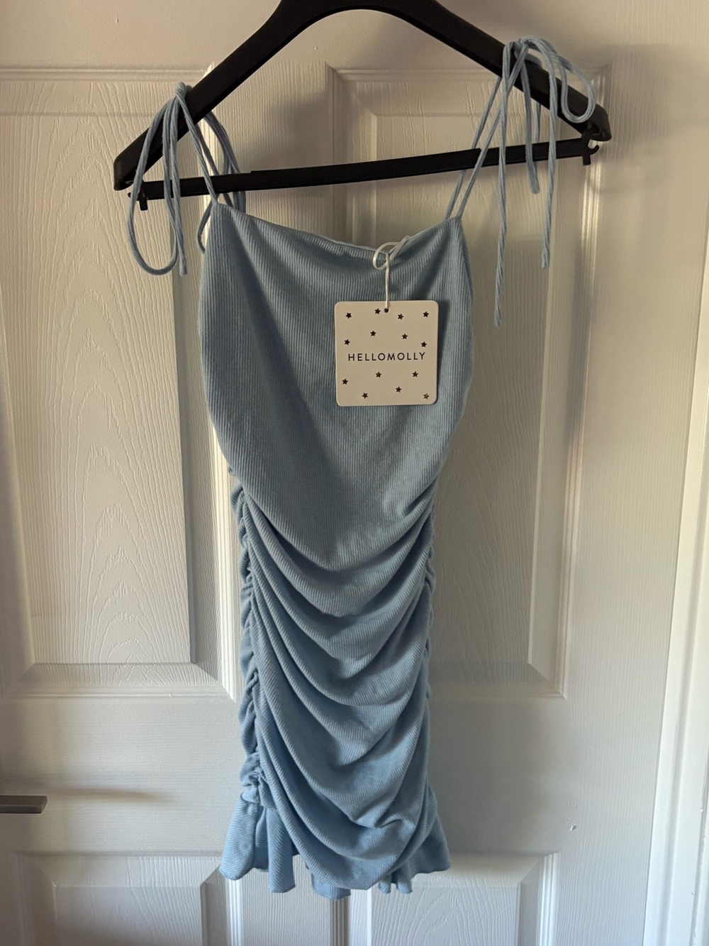 NWT Hello Molly Blue Ruched Mini Dress - Dine and Dash Size S